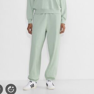 Aritzia Terry Fleece sweatset - crewneck and joggers in sage